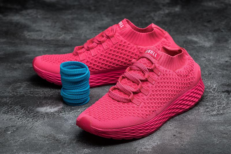 Men's Nobull Neon Knit Running Shoes Pink | SG Q1973M